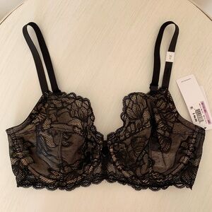 Calvin Klein Seductive Comfort Lace Unlined Bra, Black, 36D, NWT